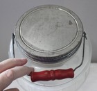 Vintage Barrel Large Pickle Jar W  Wire Red Wood Handle 13 1 4  Country Store