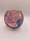 Vintage Rueven Nouveau Art Glass Rose Bowl Vase  Hand-painted Iridescent Pastel 