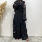 Muslim Women Kaftan Lace Embroidery Dress Dubai Abaya Cardigan Kimono Ramadan
