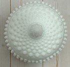 Vintage Fenton Hobnail Milk Glass Trinket Vanity Puff Box   Chipped Lid