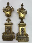 Vintage Brass Very Heavy Fire Place Dog Parts Andiron Ram Head Gold Tone Animal