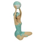 Retro Bathing Beauty Beach Girl With Ball Sage Green Polka Dot Swimsuit Figurine