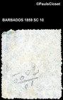 Barbados 1859 Sc 10 Britannia   p Yellow Green Pinperf 14 Used F vf