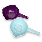 Tupperware 1 Qt   2 Quart Colander Strainer With Handle Lt Blue And Purple New 