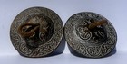 Vintage Etched Bronze Tone Zills sagat Finger Cymbals Belly Dance Decor Pair