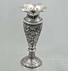Magnificent Antique Persian Silver Flower Vase Hand Chased Sterling Islamic 19c