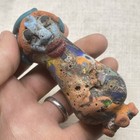 Unique Ancient Phoenician Mosaic Glass Faces Big Bead Amulet 