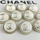 10 Chanel Buttons Cc Logo Round White Gold Metal 20mm Vintage