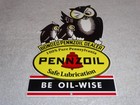 Vintage  pennzoil Be Oil Wise  With 3 Owl Graphics 12  Metal Gasoline   Oil Sign