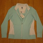 Footjoy Golf Jacket Womens Medium Full Zip Knit Midlayer Aquamarine White New 