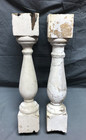 Vintage Pair Of Shabby Spindle Porch Thick Balusters White Old Chic 1054-26b
