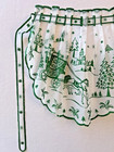 Vintage 50s Sheer Hostess Apron Green Glitter Flocked Christmas Carriage Ride