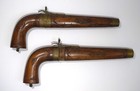 Hand Carved Wood brass metal Pistol Shaped Indian Knife And Fork Vintage Set