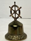 Brass Nautical Bell Ship Wheel Desk Decor Maritime Theme Vintage Made In England