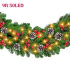 9ft Prelit Christmas Garland Battery Operated Pine Garland With 50 Led Lights