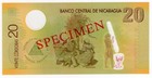 Nicaragua P-202as 20 Cordobas 2007 Unc Polymer Specimen Rare