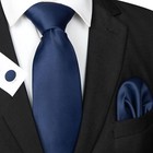 Solid Color Tie And Pocket Square With Cufflinks Set Men s Formal Accessory