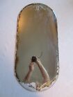 Antique Early 1900s Frameless Etched Mirror W  Harp Lyre  Beveled  26x12  Oval