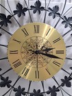 Vintage Mcm Seth Thomas Black Metal Starburst Leaf Wall Clock 25 
