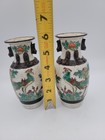 Pair Of Antique Nanking Qing Chinese Crackle Glaze Pheasant Birds Vase 7 75 