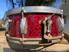 Vintage 14   Snare Drum Red Tiger Stripe Japan Musical Instrument