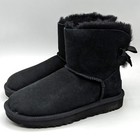 Ugg    mini Bailey Bow Ii    Women s Genuine Sheepskin Suede shearling Boots  black 