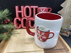 Rae Dunn By Magenta    hot Cocoa    Image 20oz Red Handle White Mug New Gift Idea 