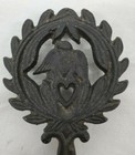 Vintage Small Footed Cast Iron Trivet -  Eagle And Heart 4  X 3 