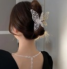 Gold Rhinestone Butterfly Hair Claw 