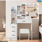 Vanity Makeup Table Dressing Desk Set W  Stool 4 Drawer Hollywood Lighted Mirror