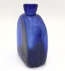 Vtg Cobalt Blue And Clear Handblown Glass Bud Vase With Bubbles 5 5  T X 4 25   w