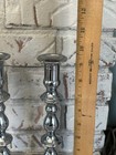 Vintage Chrome   Silver Tone Candle Sticks Holders Japan 9 25    Tall