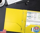 Better Office Products Yellow Plastic 2 Pocket Folders With Prongs  Heavyweig