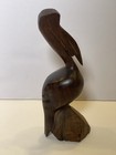 Hand-carved Solid Wood Pelican Sculpture Figurine Vintage 5   h