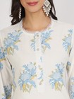 Off White Floral Print Cotton Co-ord Set For Women Casual Ethnic Wear Plus Size