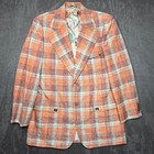 Vtg 70s Beau-monde Plaid Blazer Jacket 40 Floral Lining Tailored Disco Hong Kong