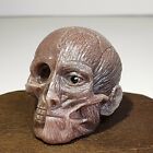 Natural Quartz  Mineral Raw Stone  Hand Carving human Face Skull