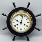 Vintage Heavy Brass Schatz 8 Day Ships Wheel Bell Clock Nautical No Key