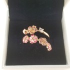 New 100  Authentic Pandora 925 Pink Peach Blossom Flower Branch Open Ring