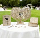 Heart Wedding Guest Book Alternative complete Acrylic   Wood Drop Box Set With 