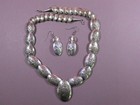 Native American Sterling Graduated Pillow Bead Necklace   Earrings