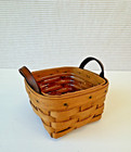 Vintage Handwoven Longaberger Sweet Basil Basket Artist Signed 1994 Liner