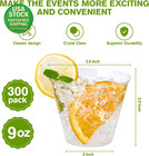 300 Pack Disposable Clear Plastic Cups 9 Oz Hard Party Drinkware Bulk Set