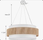 30    Fabric Rattan Chandelier Boho Hand Woven Coastal Pendant Light Adjustable 