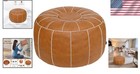 Customizable Moroccan Leather Pouf Ottoman - Modern Foot Stool For Living Rooms