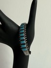 Vintage Navajo Zuni Sterling Silver Cuff Bracelet With Turquoise Petit Point