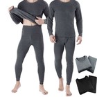 Men Winter Thermal Fleece Lined Long Johns Top Bottom Set Underwear Ultra-soft
