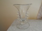 Vintage Clear Glass Vase With Applied Handles And Pedestal Base 6 7 8    Tall
