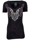 Rebel Saint By Affliction Women s T-shirt Lockbox Biker Tattoo