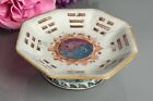 Chinese Export Footed Octagonal Small Dish Famille Rose  repaired  4 3 7    19thc